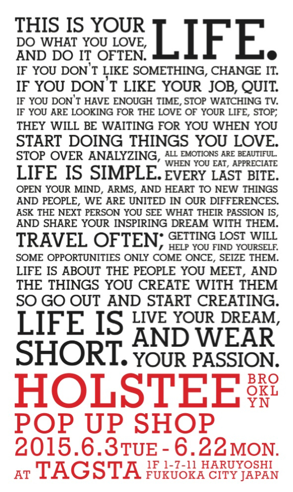 『HOLSTEE』 POP UP SHOP